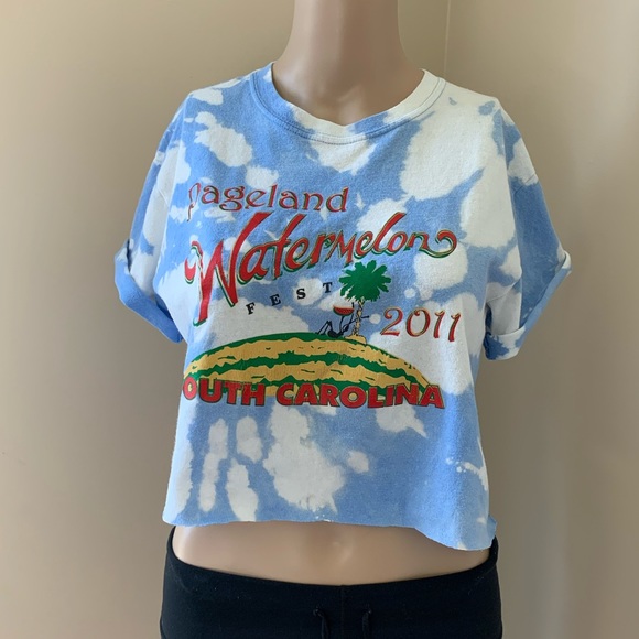 Custom Dyed Watermelon Fest Cropped Tee Small - Picture 4 of 12